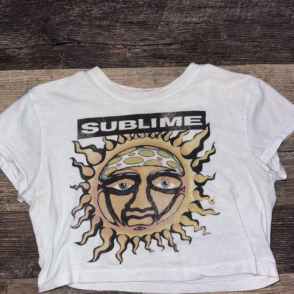 Sublime White Graphic Crop Top